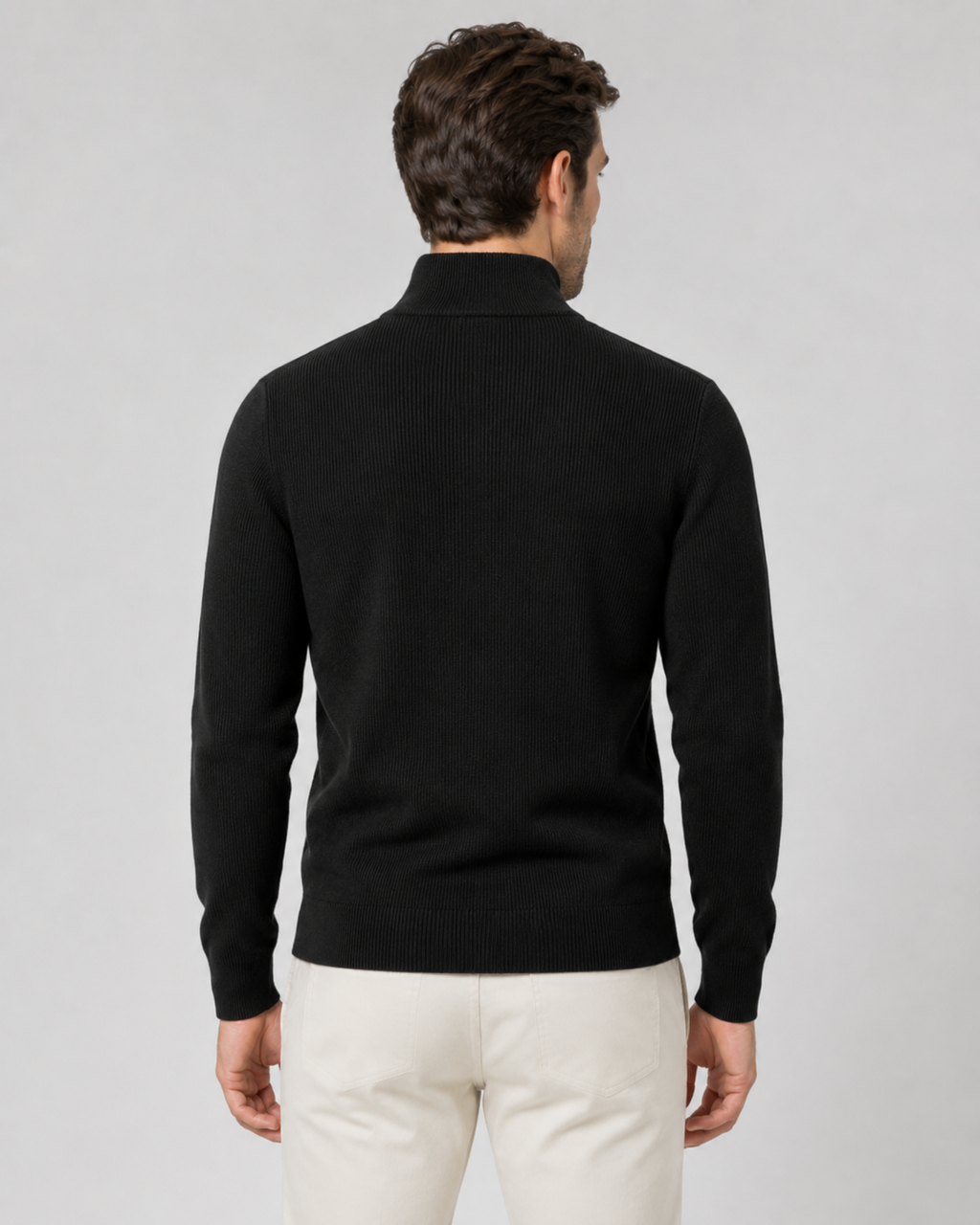 Cardigan homme en maille à fermeture éclair et col montant