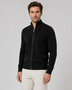 Cardigan homme en maille à fermeture éclair et col montant