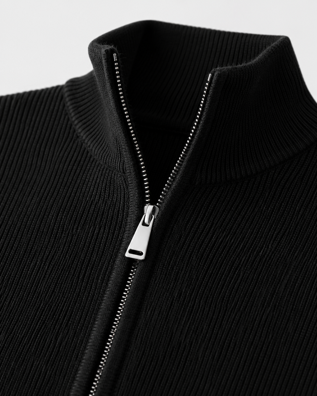 Cardigan homme en maille à fermeture éclair et col montant