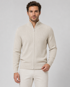 Cardigan homme en maille à fermeture éclair et col montant