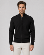 Cardigan homme en maille à fermeture éclair et col montant