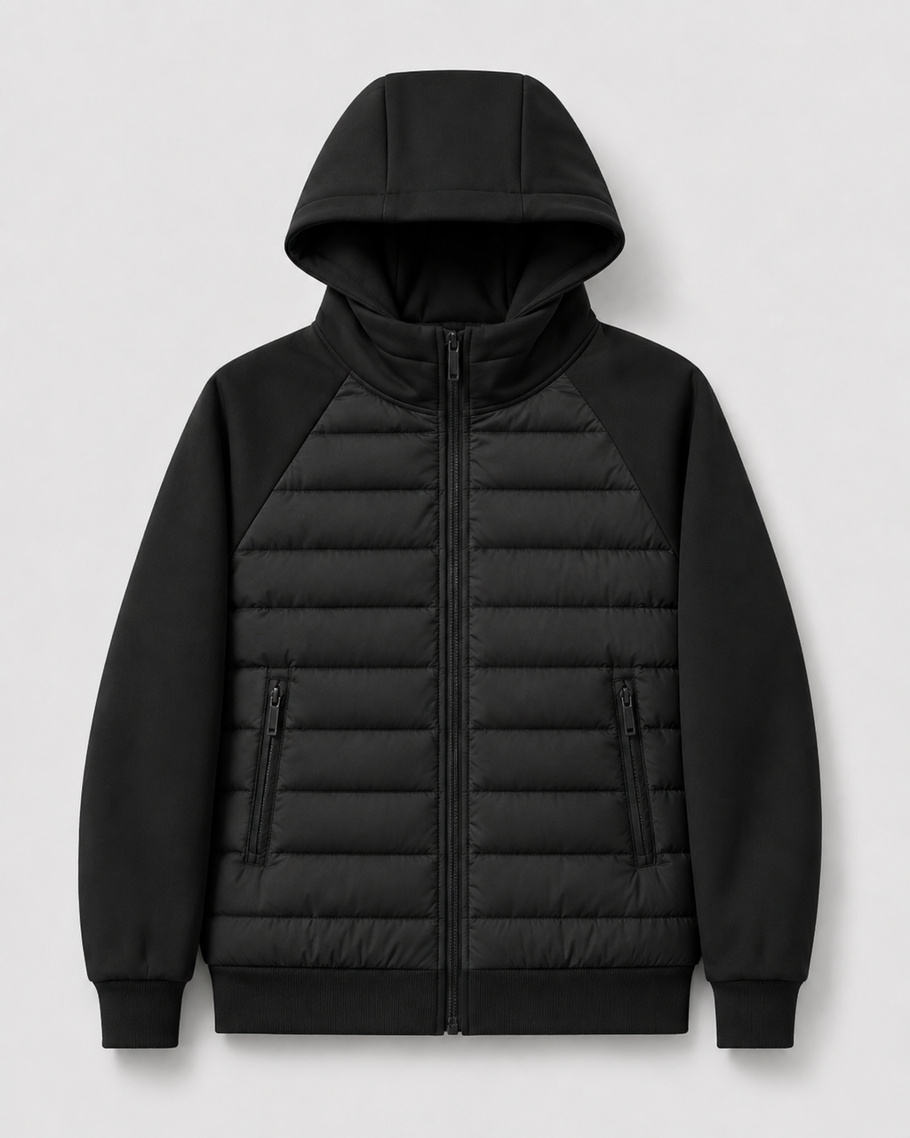 Chaqueta híbrida acolchada de hombre con capucha