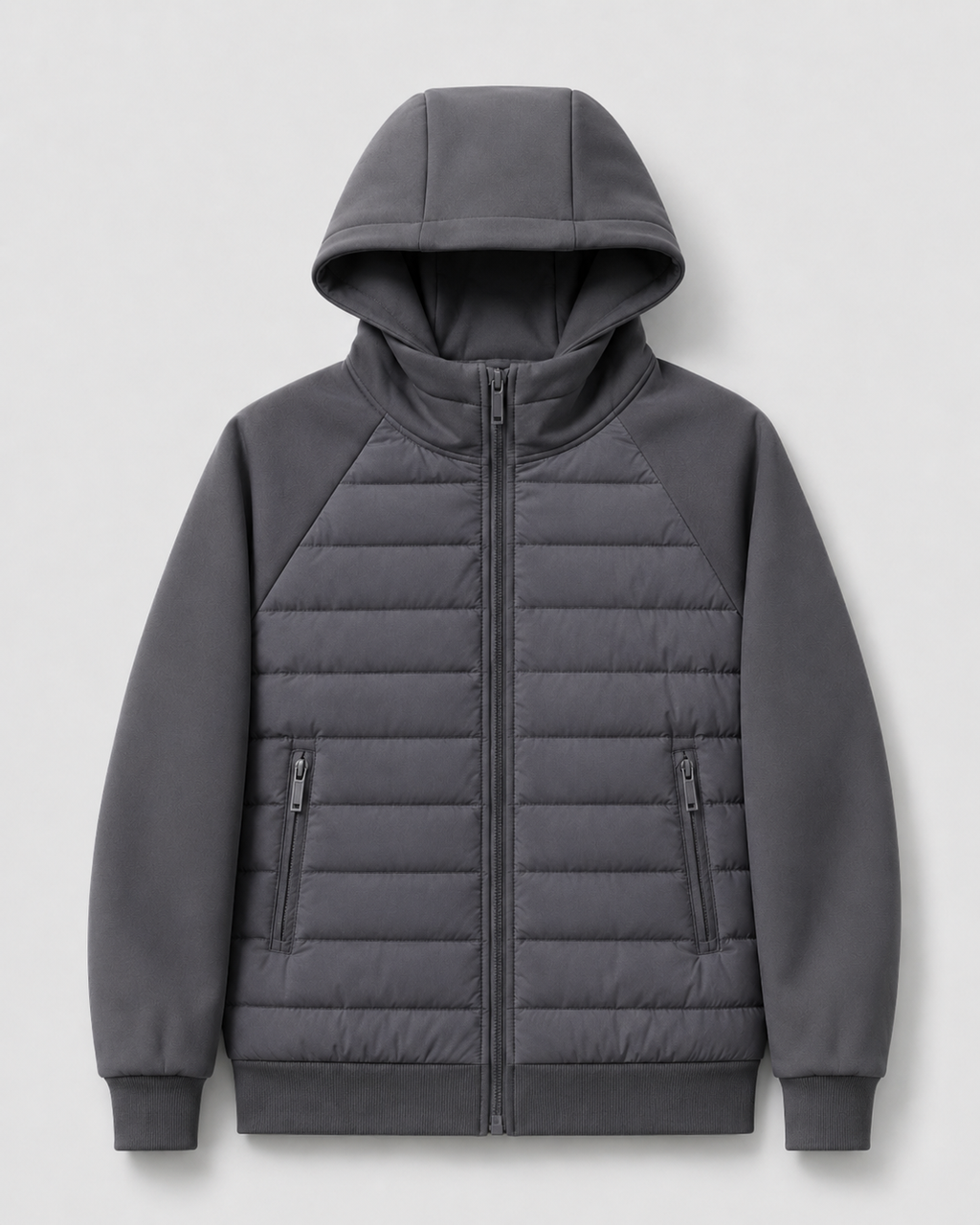 Chaqueta híbrida acolchada de hombre con capucha