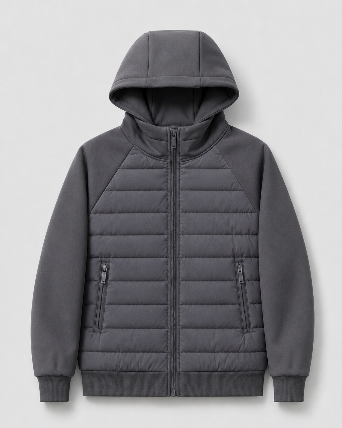 Chaqueta híbrida acolchada de hombre con capucha