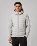 Chaqueta híbrida acolchada de hombre con capucha