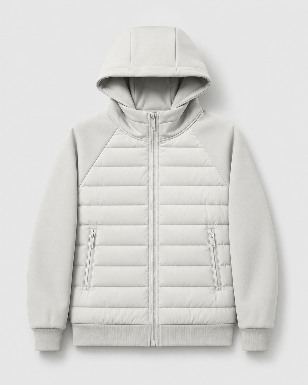 Chaqueta híbrida acolchada de hombre con capucha