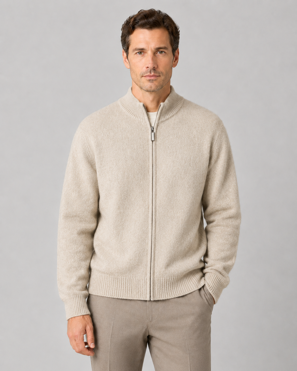 Cardigan Uomo in Lana Merino con Zip