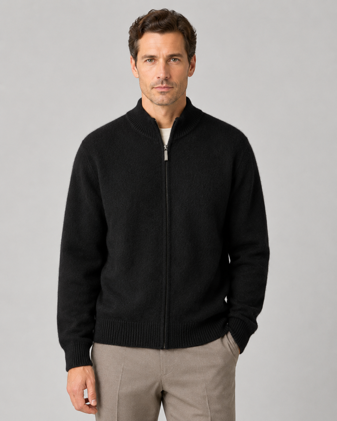 Cardigan Uomo in Lana Merino con Zip