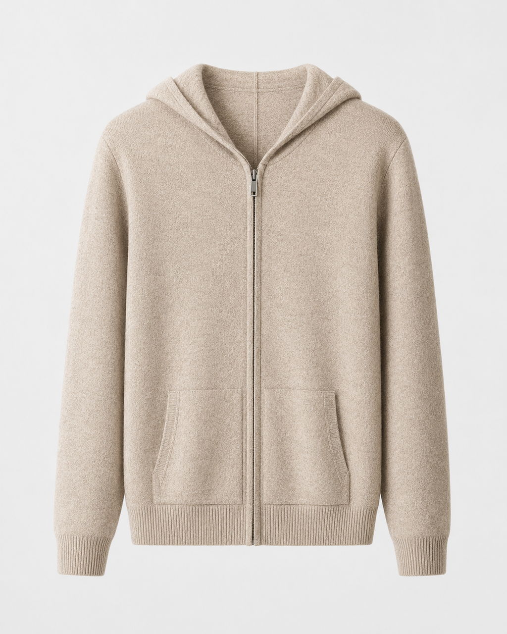 Felpa Uomo con Cappuccio e Zip in Lana Merino