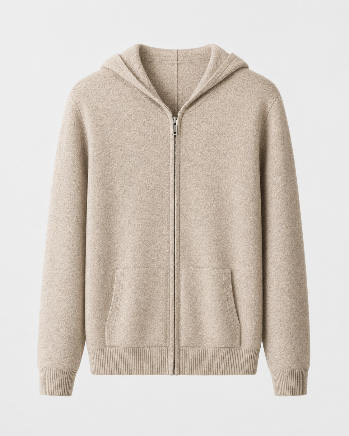 Felpa Uomo con Cappuccio e Zip in Lana Merino
