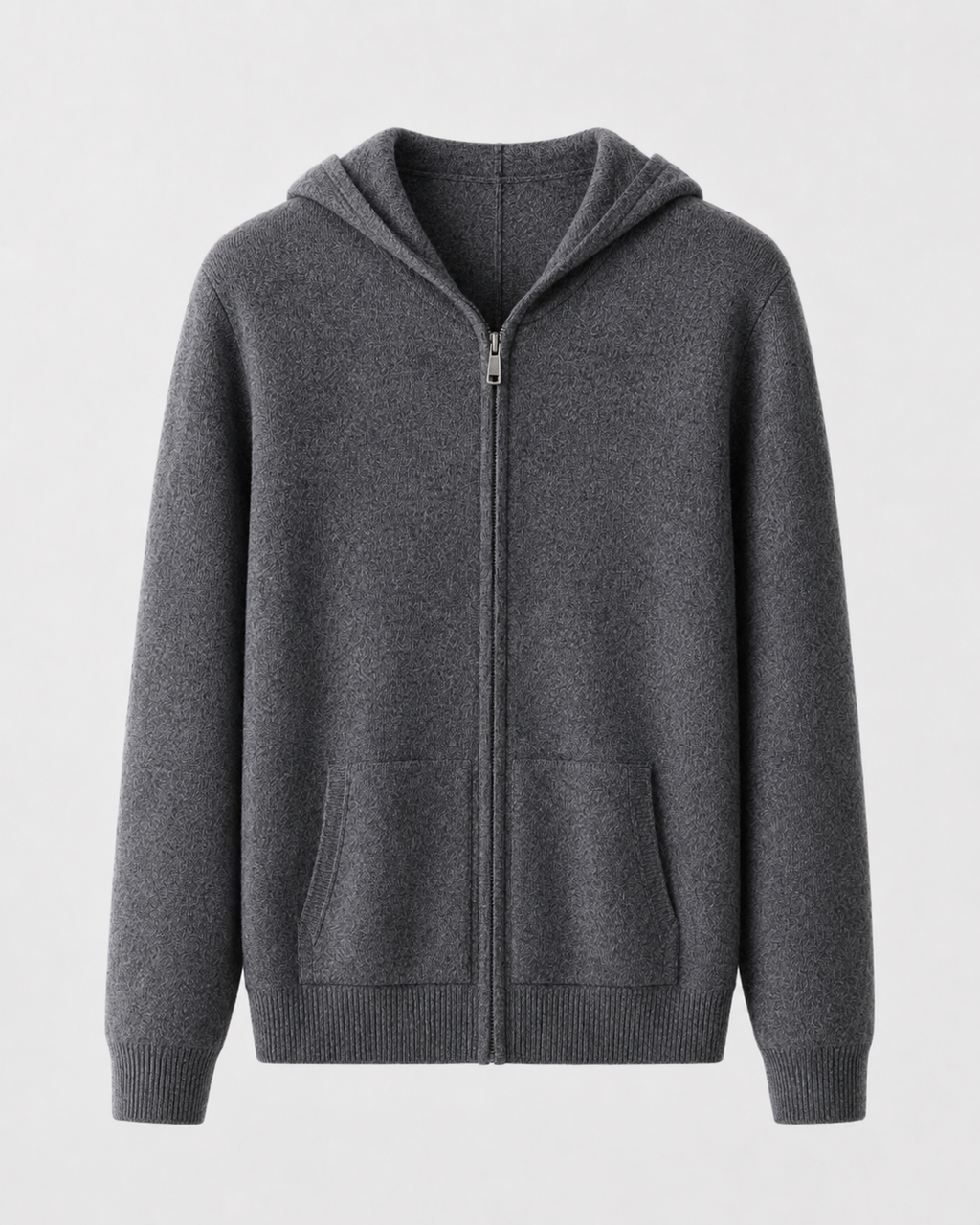 Felpa Uomo con Cappuccio e Zip in Lana Merino