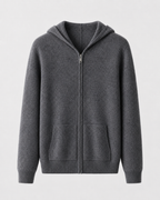 Felpa Uomo con Cappuccio e Zip in Lana Merino