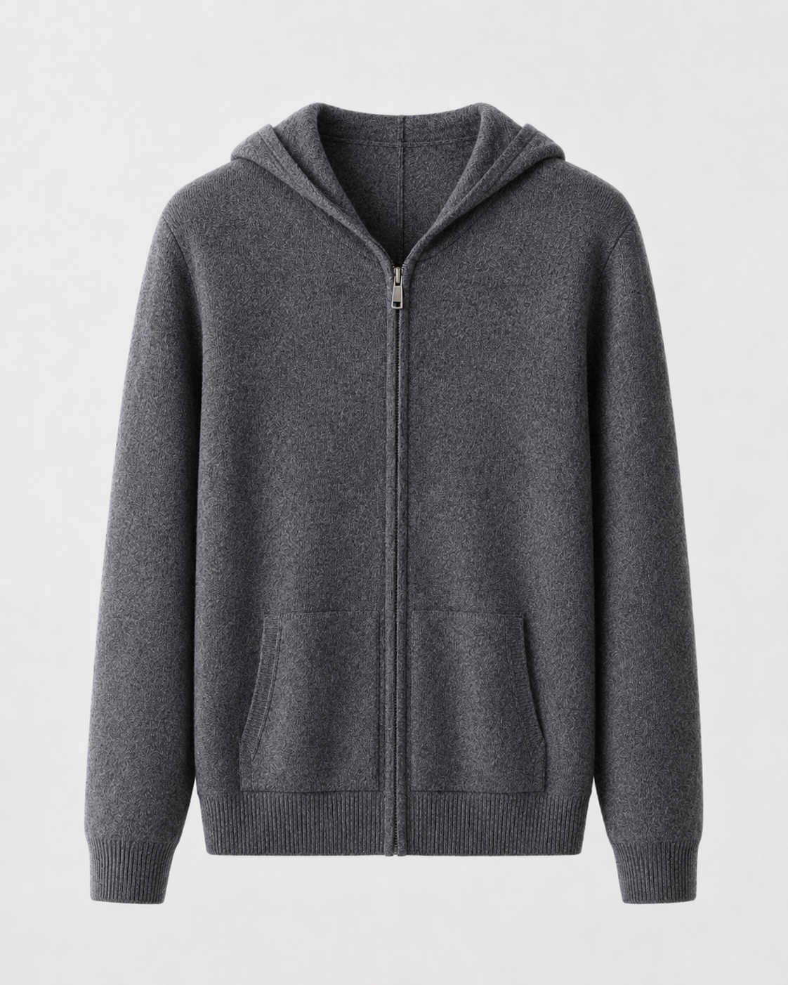 Felpa Uomo con Cappuccio e Zip in Lana Merino