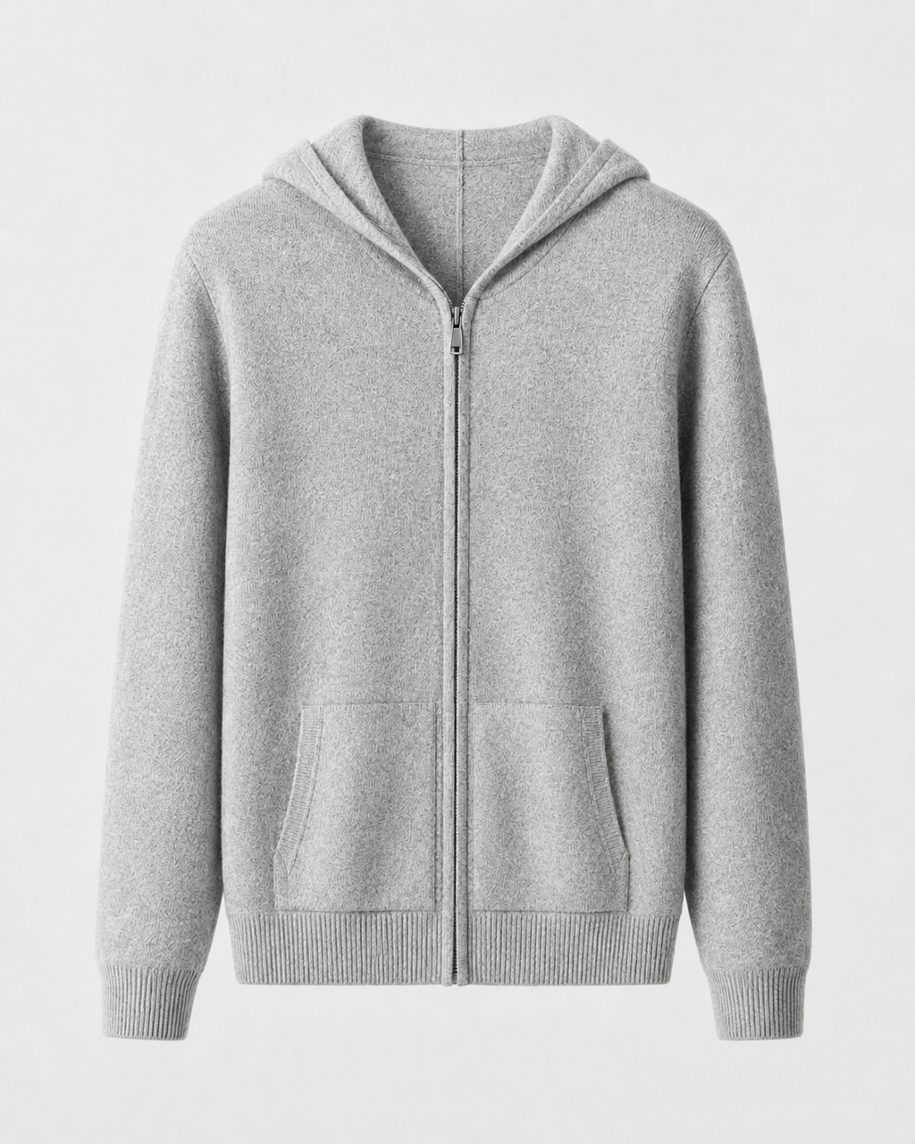 Felpa Uomo con Cappuccio e Zip in Lana Merino