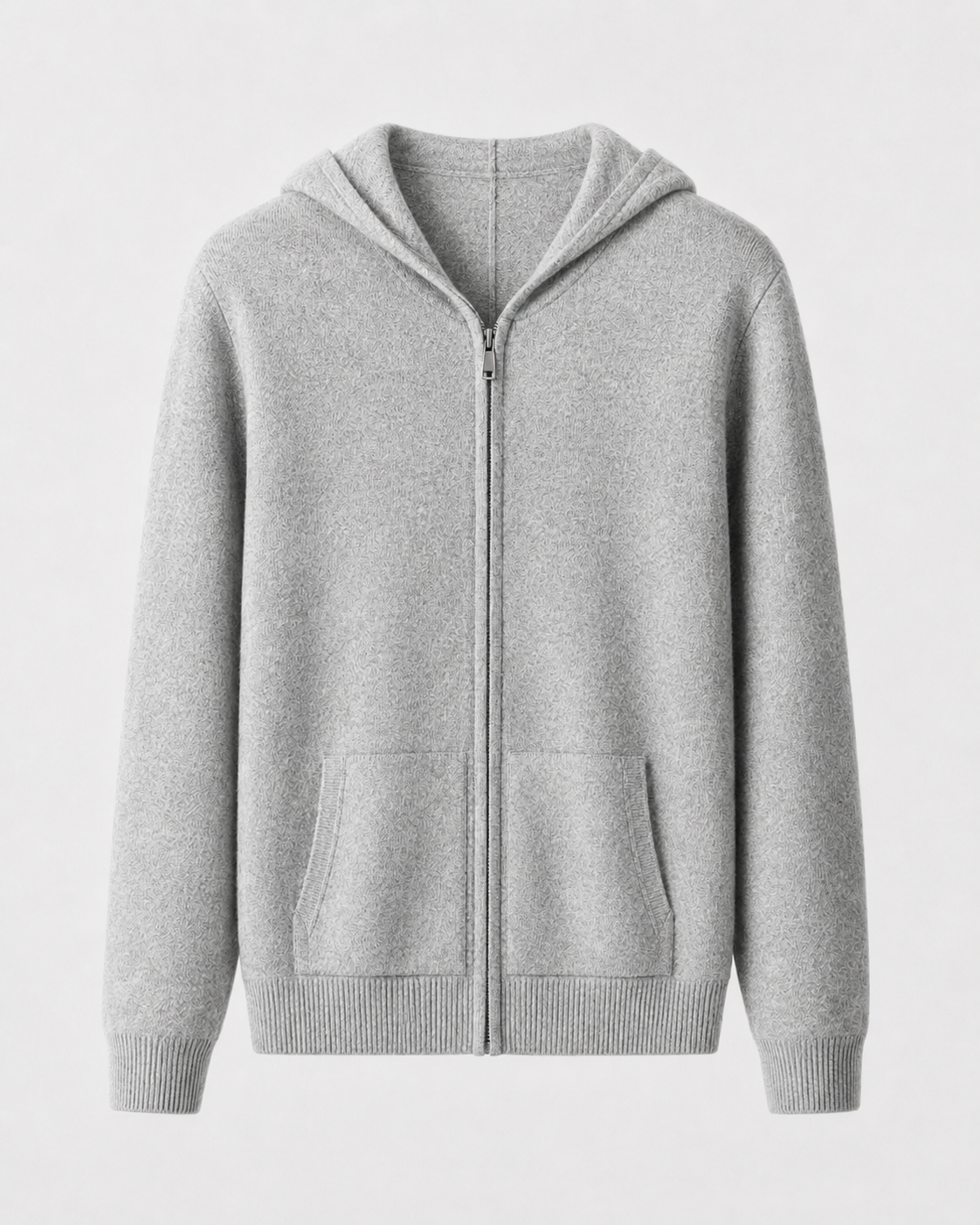 Felpa Uomo con Cappuccio e Zip in Lana Merino