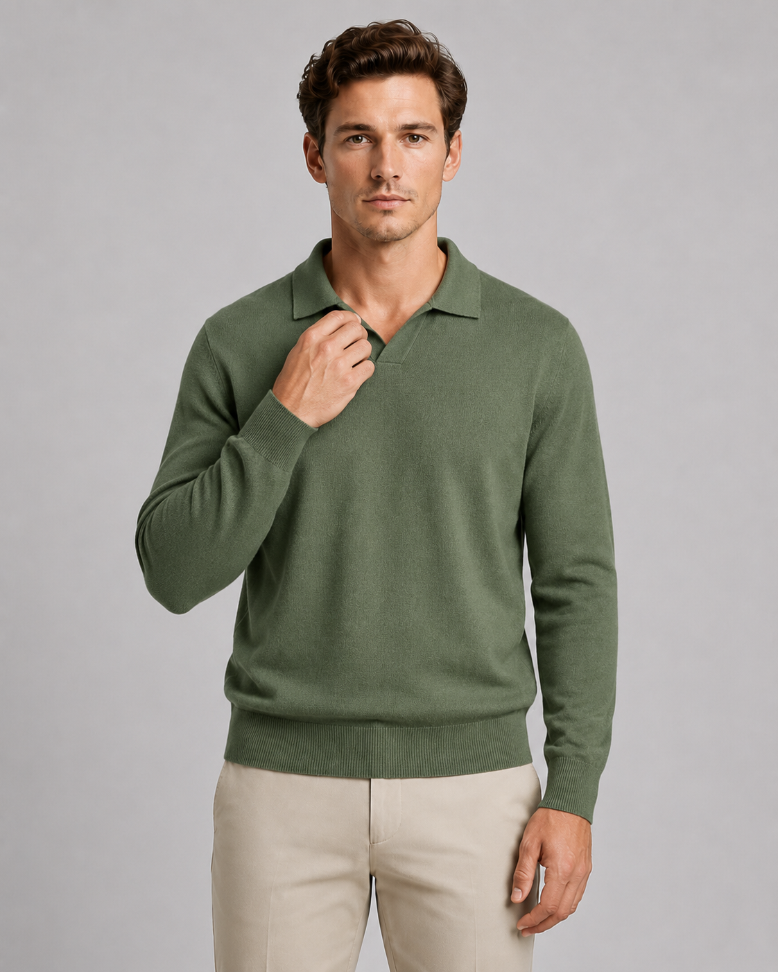 Polo Uomo in Maglia con Colletto Aperto