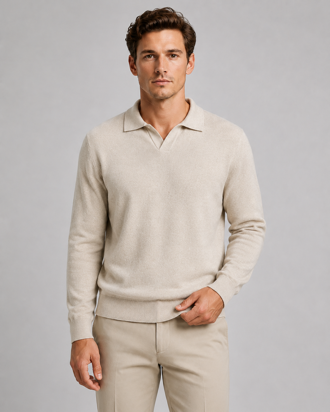 Polo Uomo in Maglia con Colletto Aperto