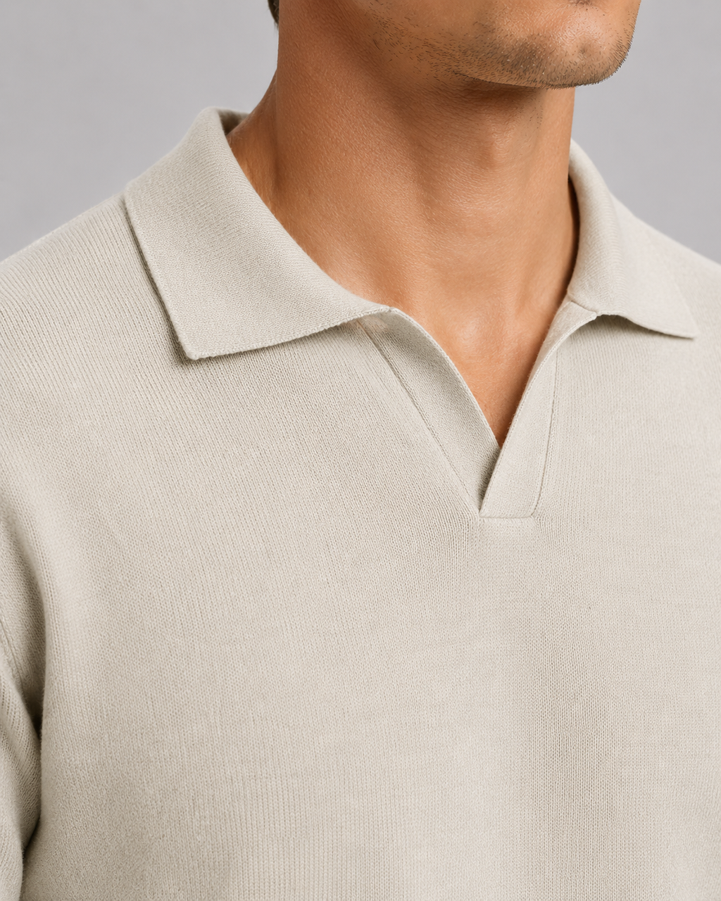 Polo Uomo in Maglia con Colletto Aperto