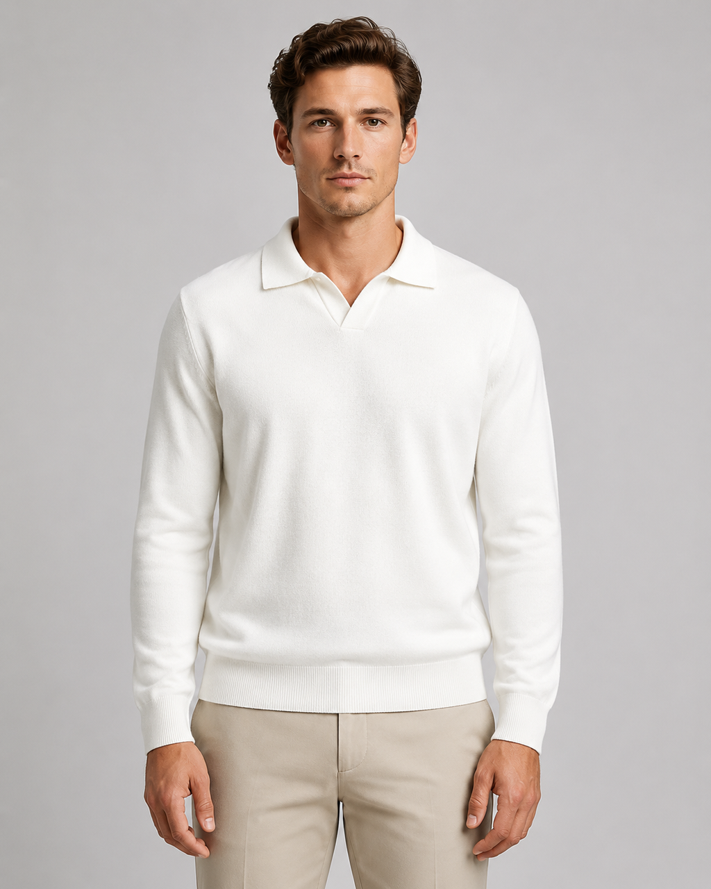 Polo Uomo in Maglia con Colletto Aperto