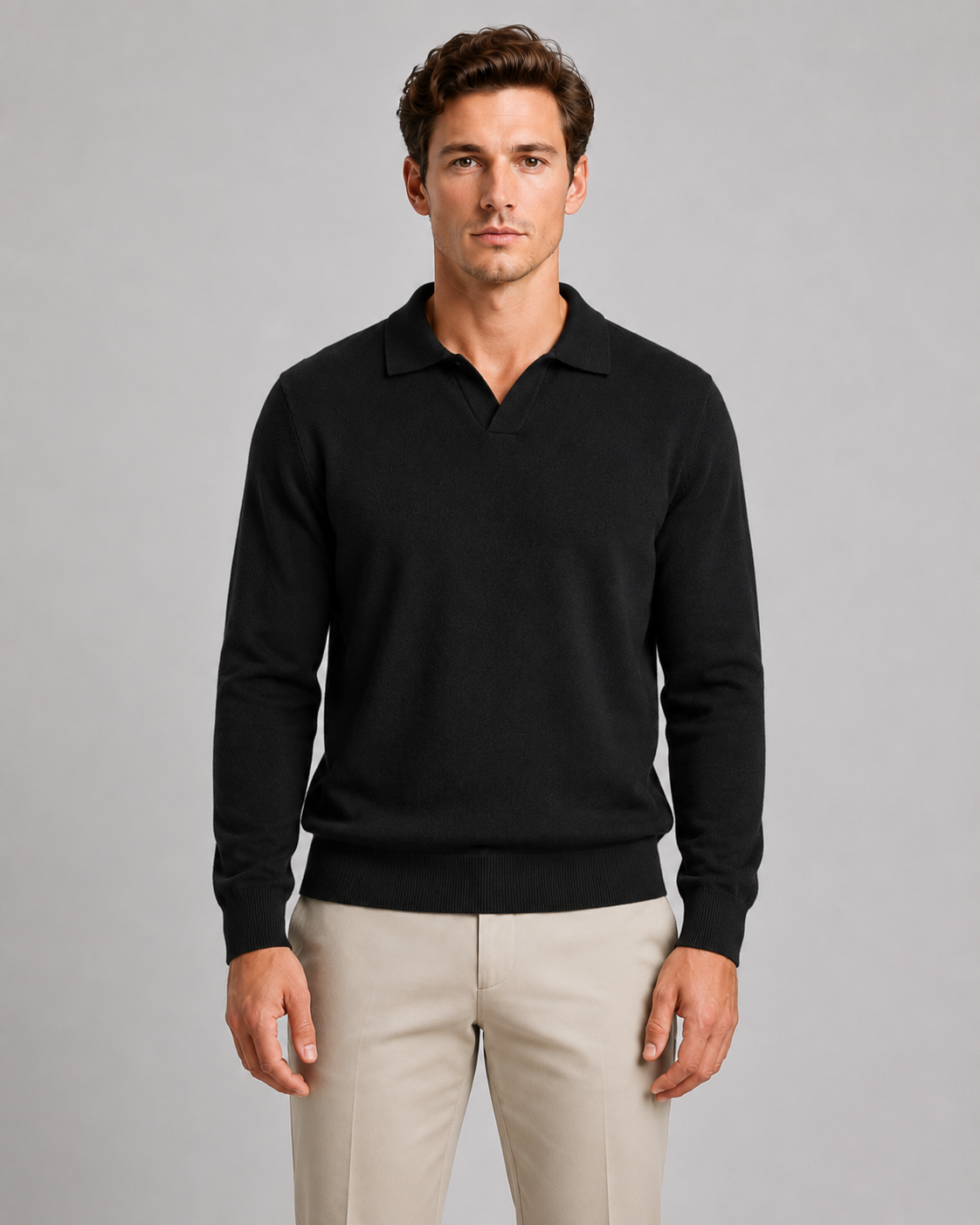 Polo Uomo in Maglia con Colletto Aperto