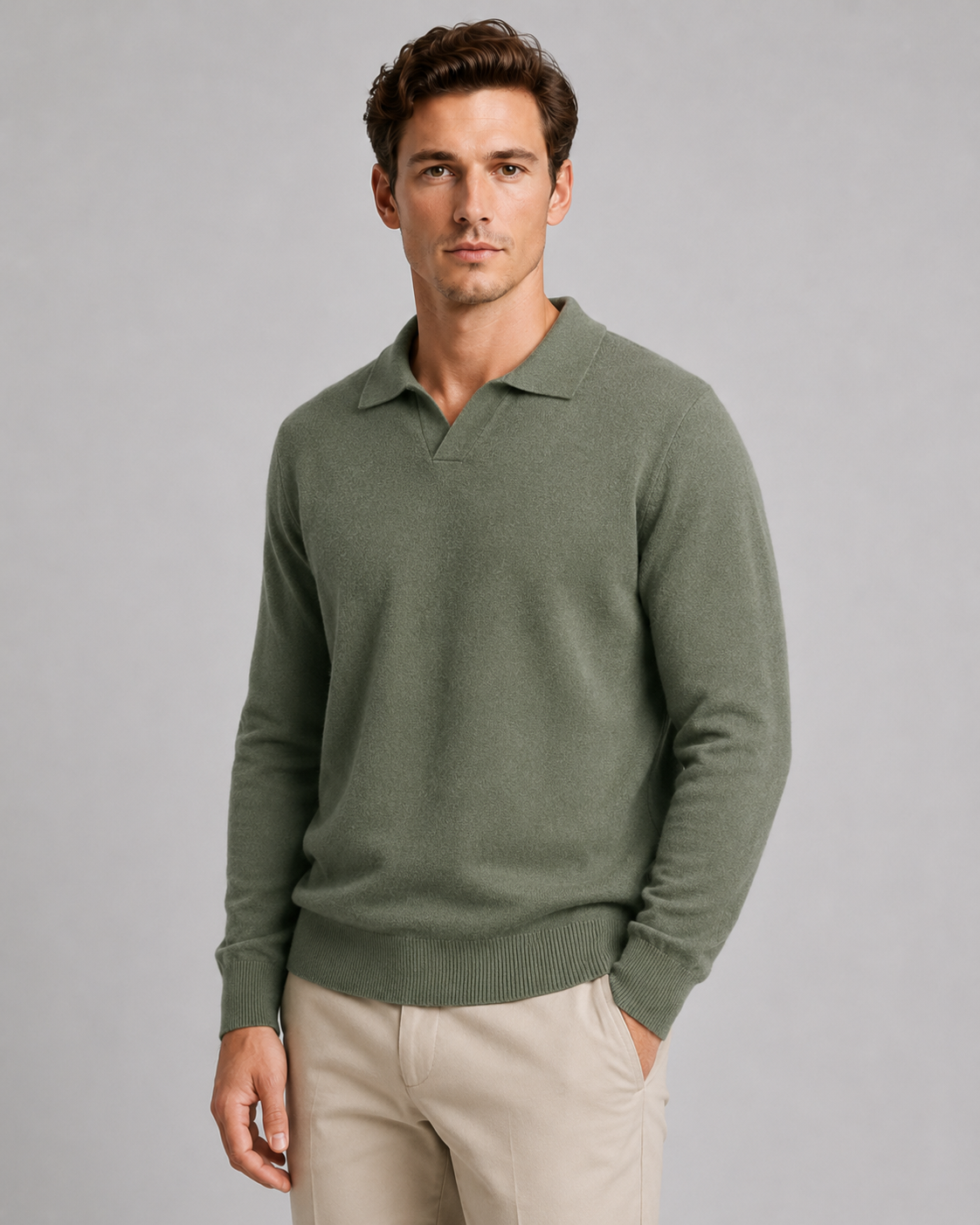 Polo Uomo in Maglia con Colletto Aperto
