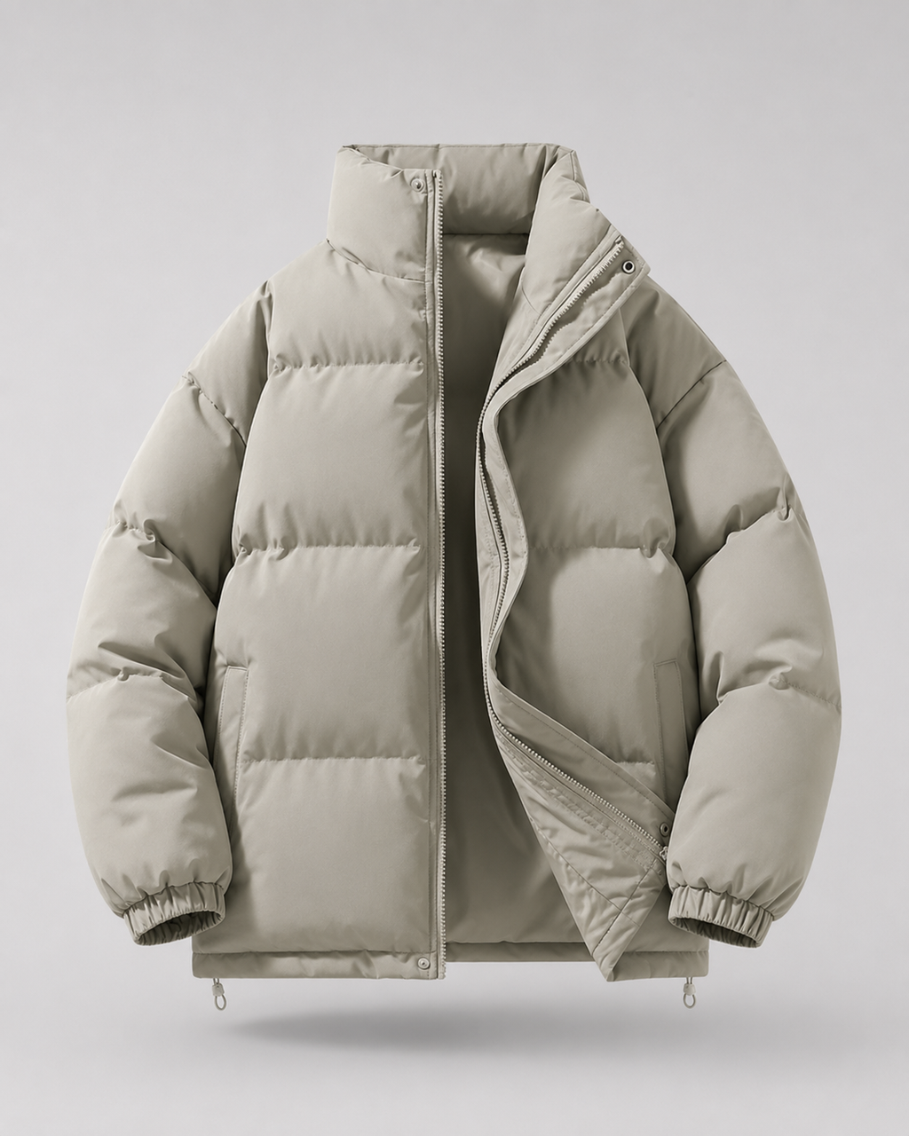 Plumífero de invierno oversize de hombre con cuello alto