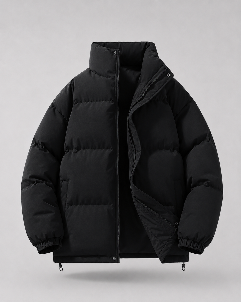 Plumífero de invierno oversize de hombre con cuello alto