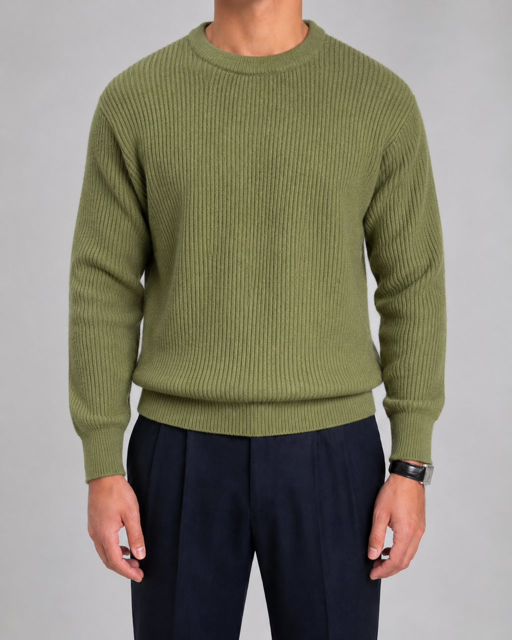 Maglione Uomo Girocollo in Maglia a Coste
