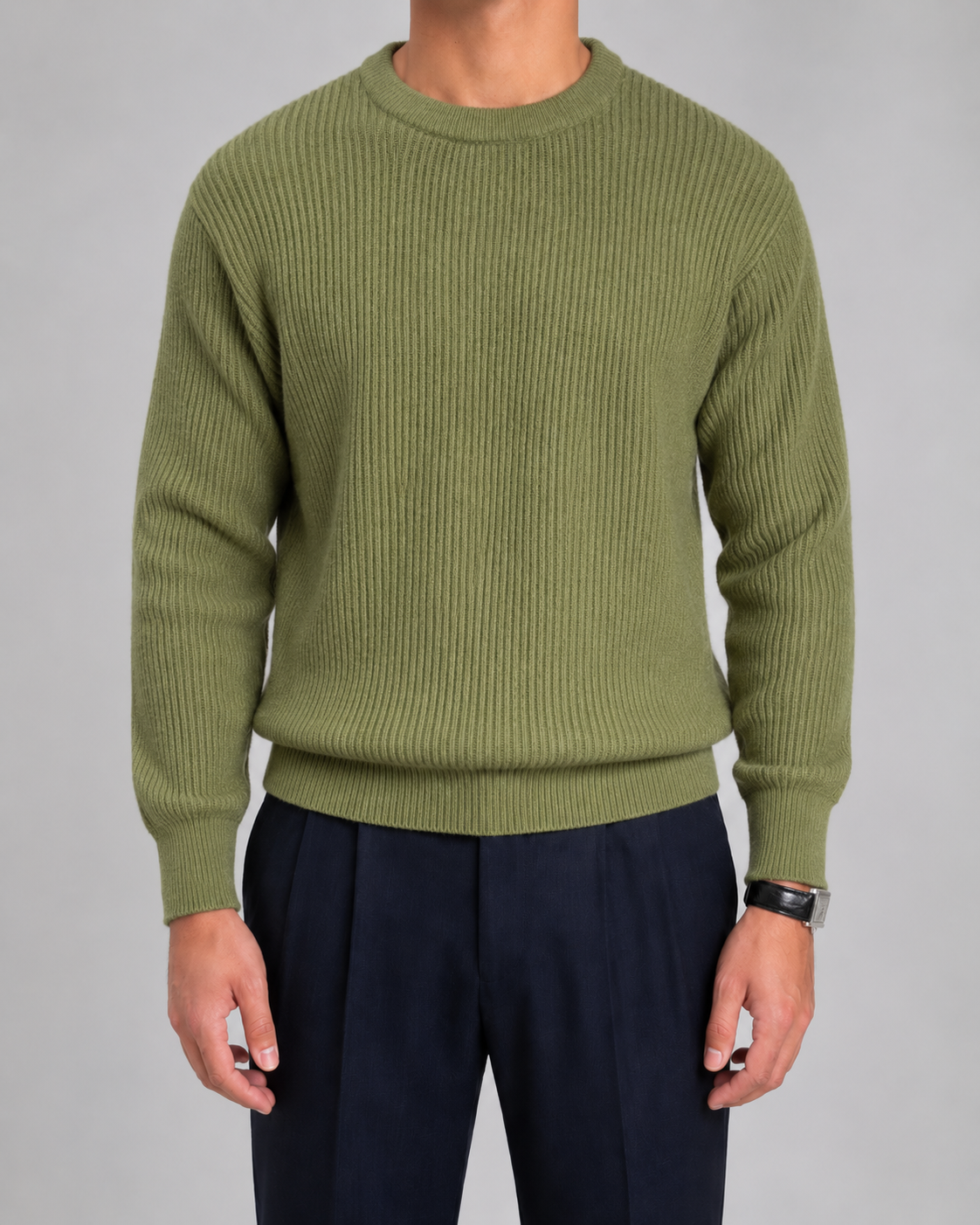 Maglione Uomo Girocollo in Maglia a Coste
