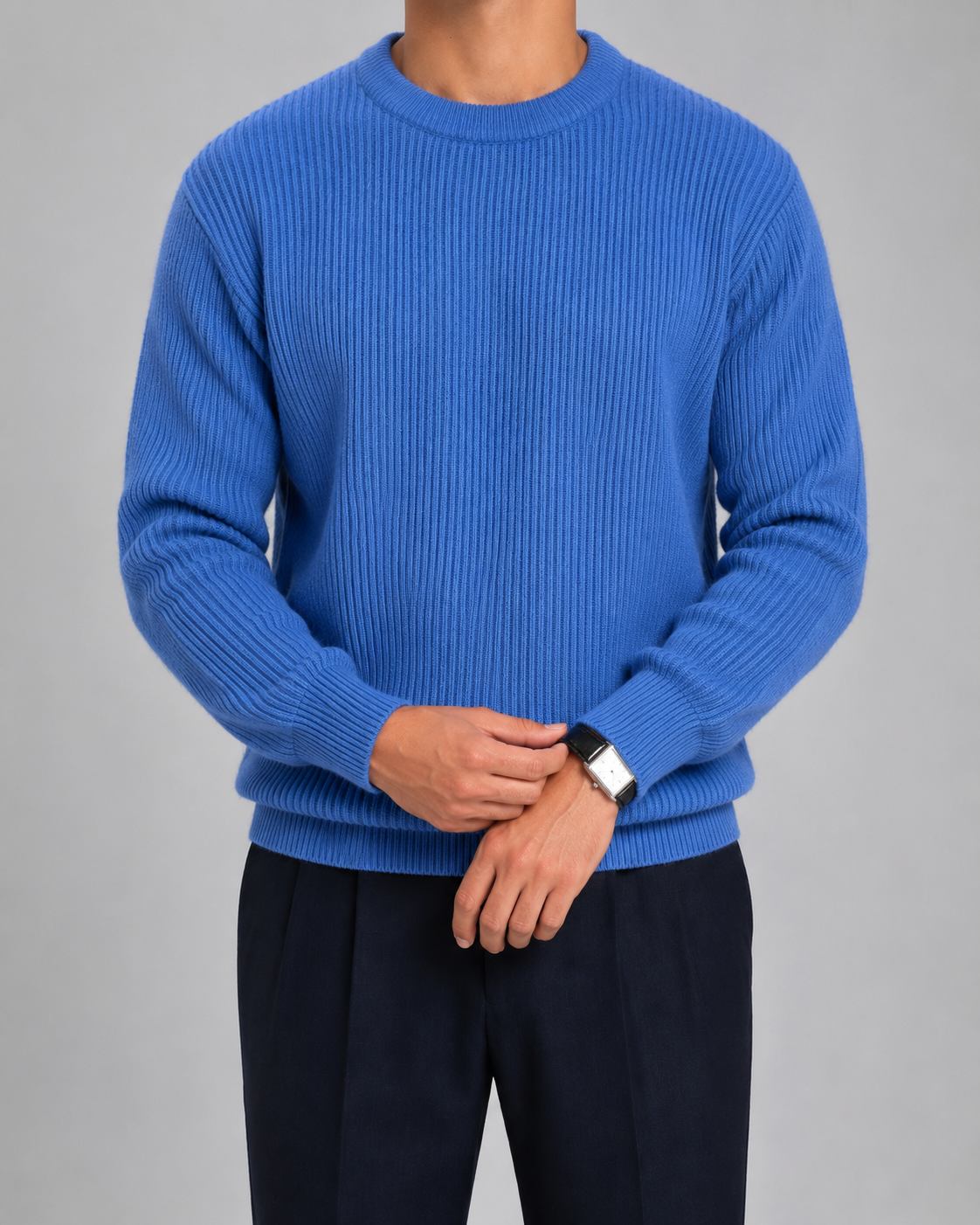 Maglione Uomo Girocollo in Maglia a Coste