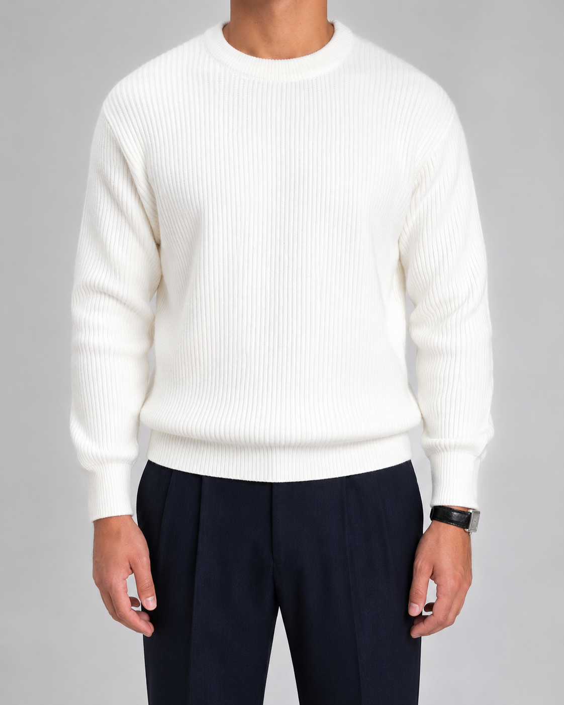 Maglione Uomo Girocollo in Maglia a Coste