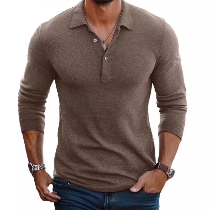 Polo homme slim fit en maille à manches longues