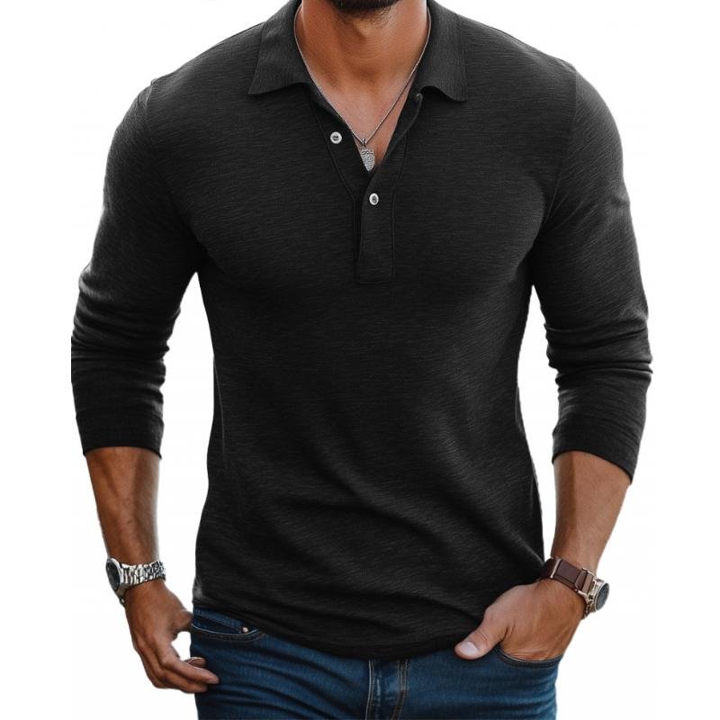 Polo homme slim fit en maille à manches longues