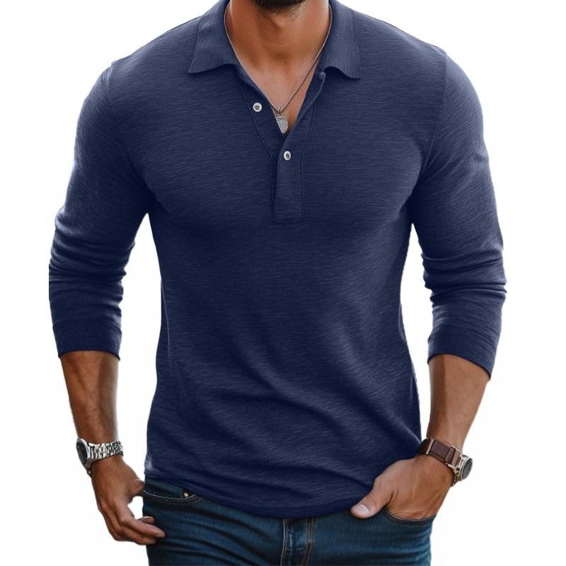 Polo homme slim fit en maille à manches longues