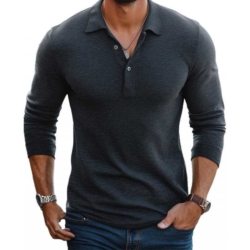 Polo homme slim fit en maille à manches longues