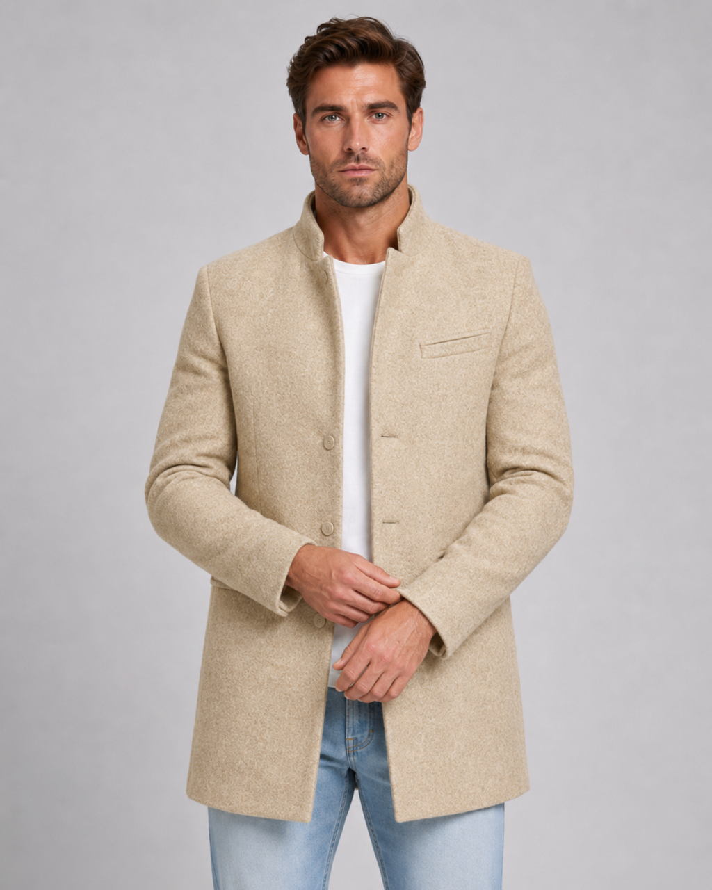 Cappotto Uomo Sartoriale in Lana con Collo Alto