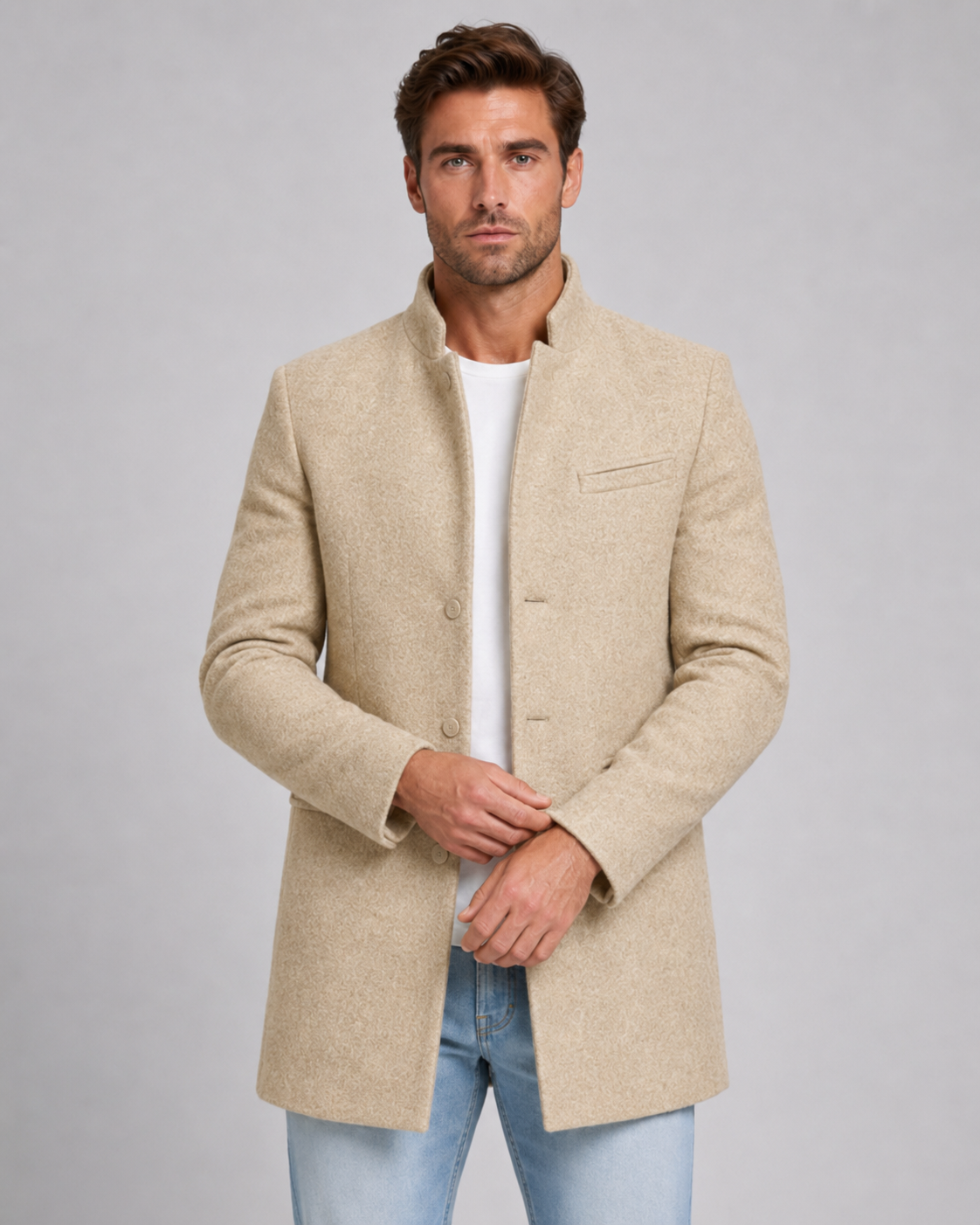 Cappotto Uomo Sartoriale in Lana con Collo Alto