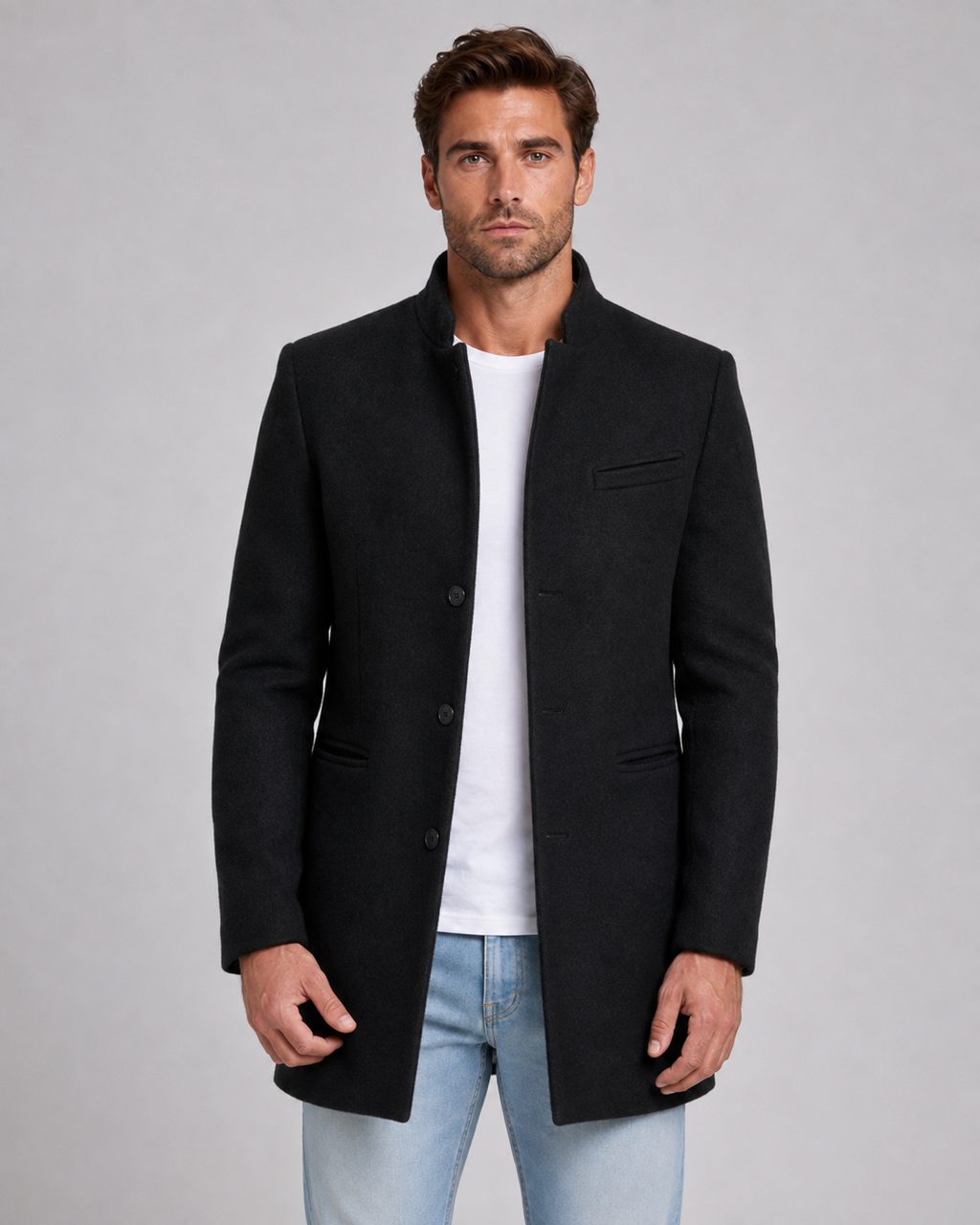 Cappotto Uomo Sartoriale in Lana con Collo Alto