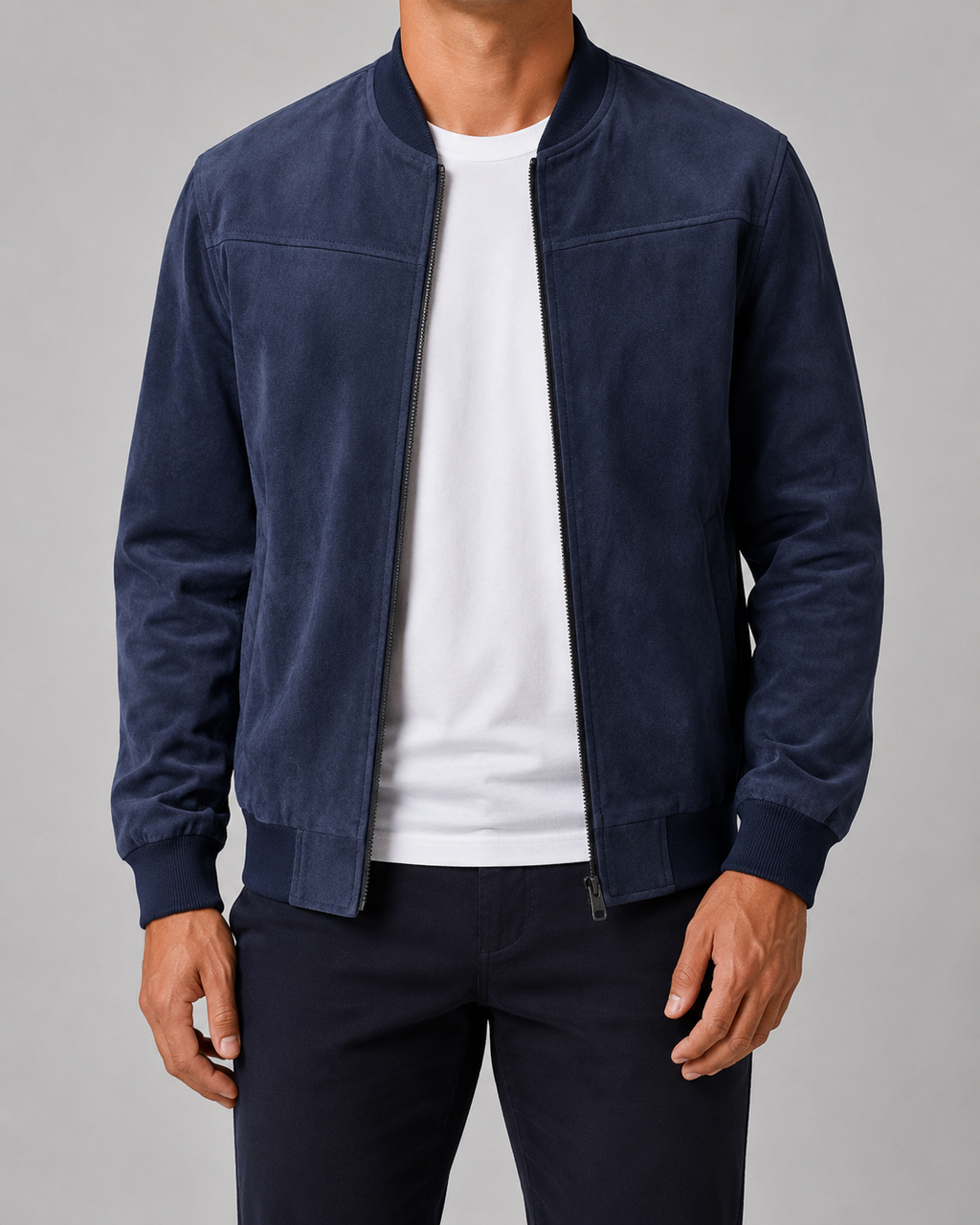 Giacca Bomber Uomo Effetto Camoscio
