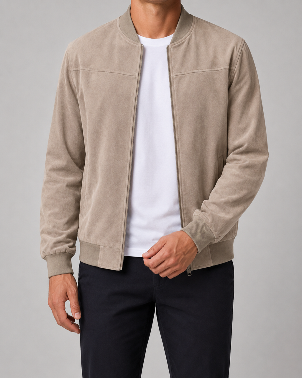 Giacca Bomber Uomo Effetto Camoscio
