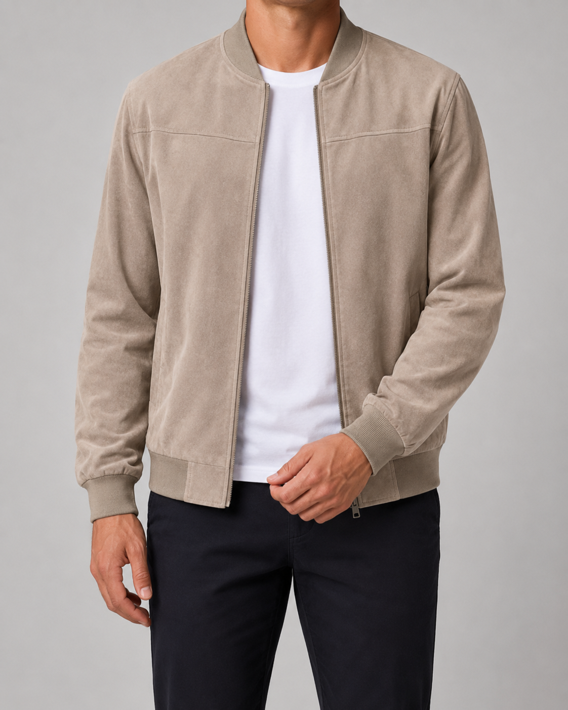 Giacca Bomber Uomo Effetto Camoscio