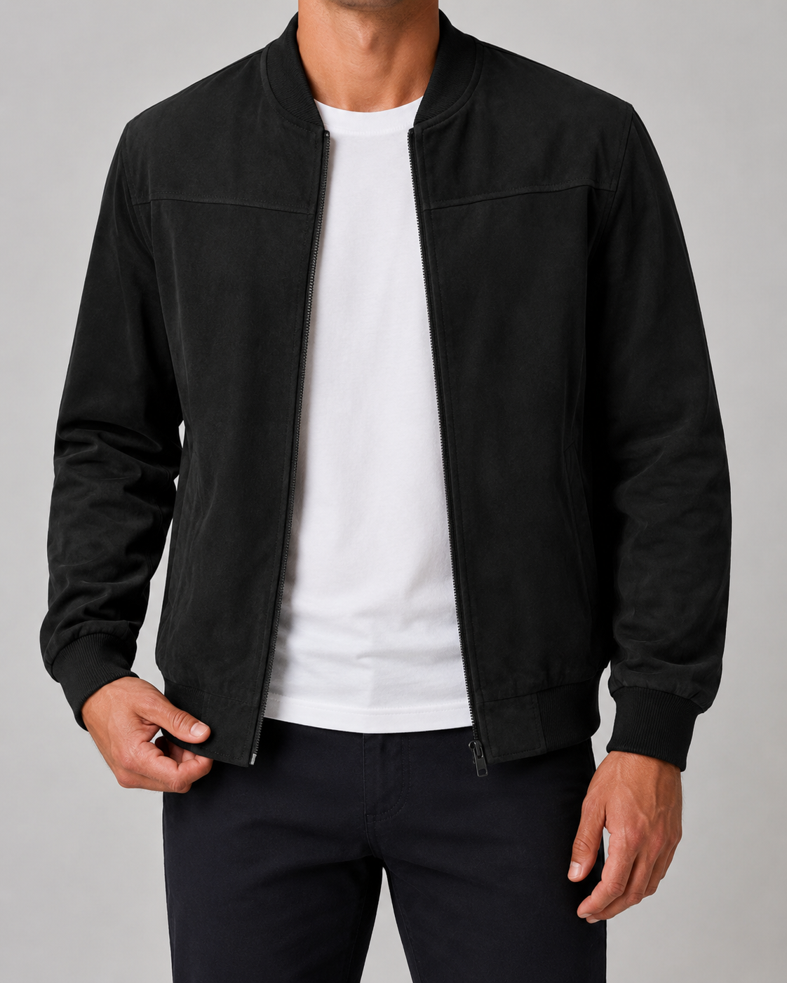 Giacca Bomber Uomo Effetto Camoscio