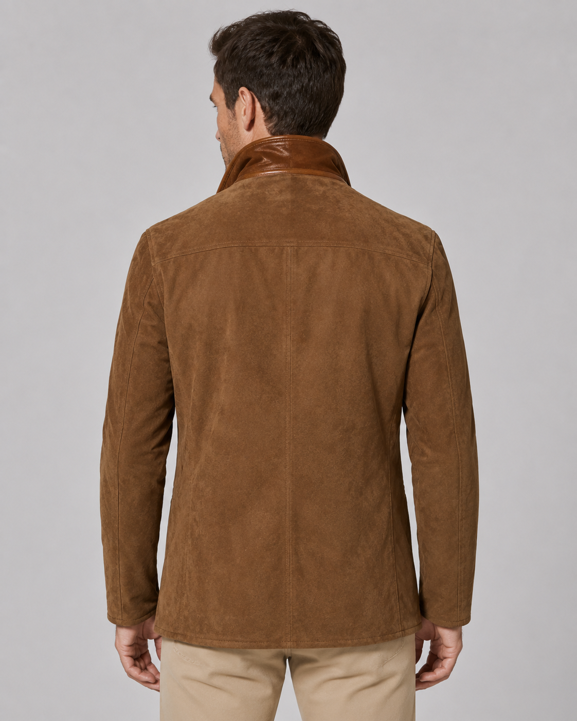 Veste homme effet daim à col superposé