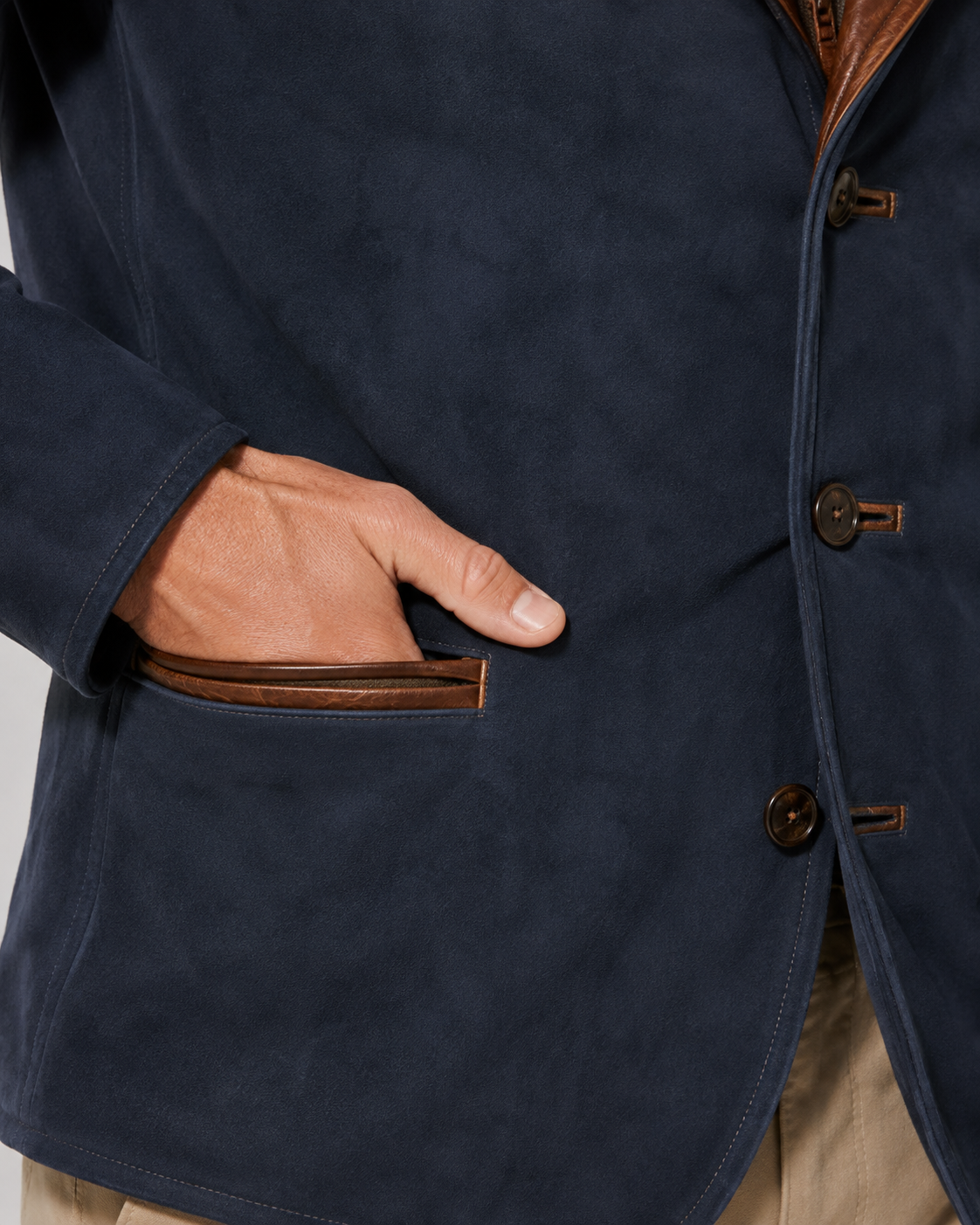 Veste homme effet daim à col superposé