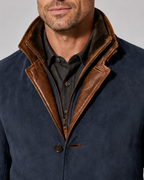 Veste homme effet daim à col superposé