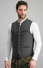Gilet Uomo Sartoriale con Collo alla Coreana e Bottoni Decorativi