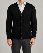 Cardigan Uomo con Scollo a V in Maglia a Trecce