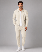 Ensemble homme en tissu gaufré avec veste et pantalon