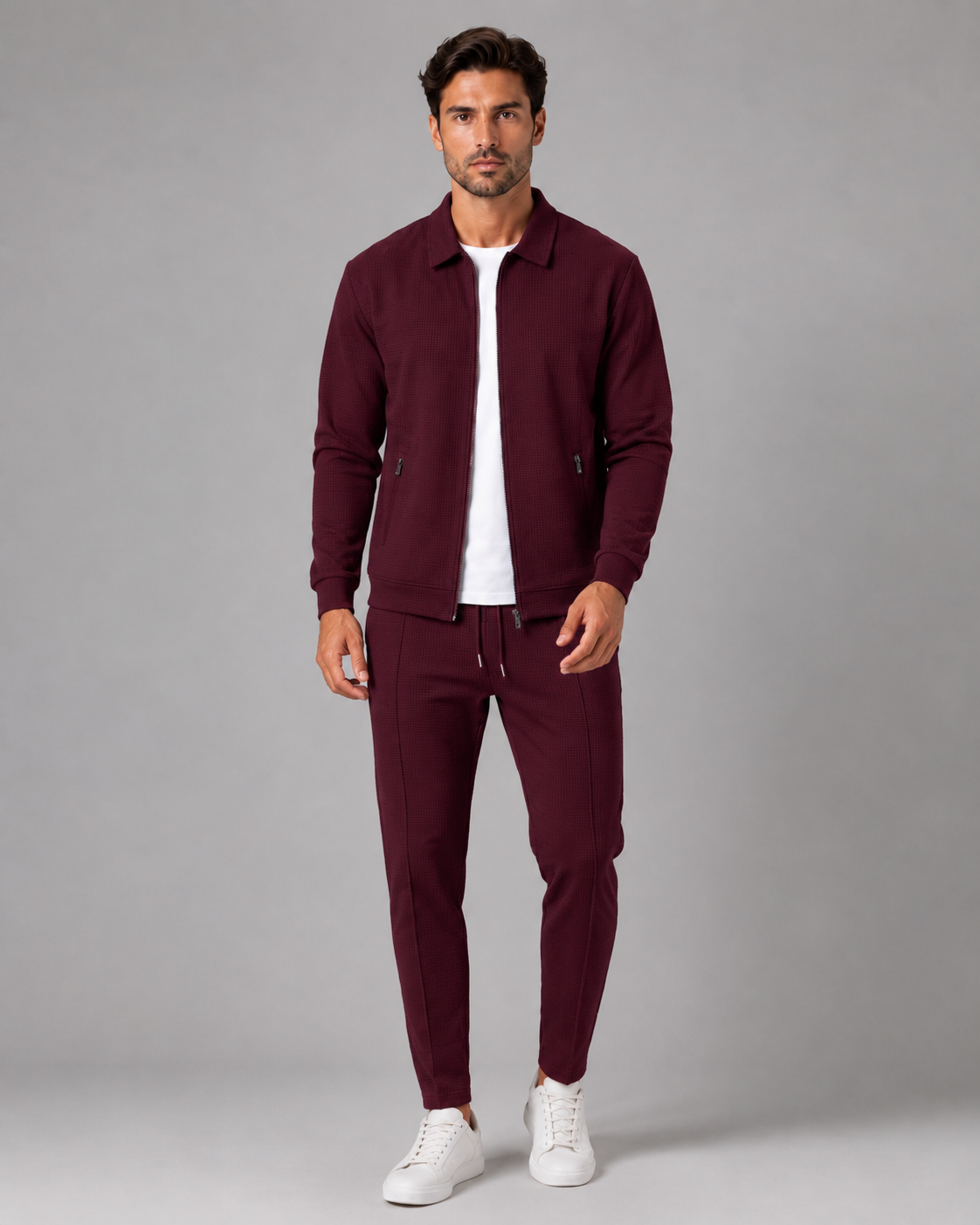 Ensemble homme en tissu gaufré avec veste et pantalon