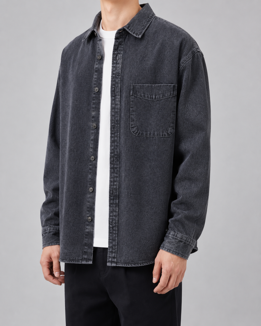 Overshirt Uomo in Denim Lavato